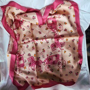 Coach Pink Tea Rose Horse and Carriage Silk Square Scarf C0007 Faded Blush 23 in